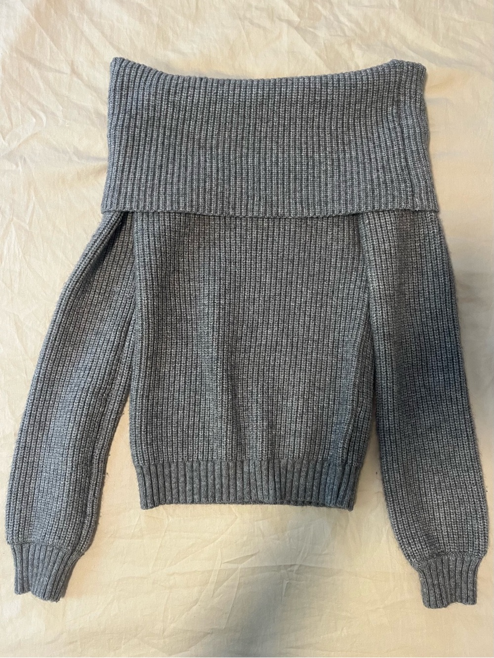 Sincerly Jules Off-the-Shoulder Ribbed Sweater - Gray